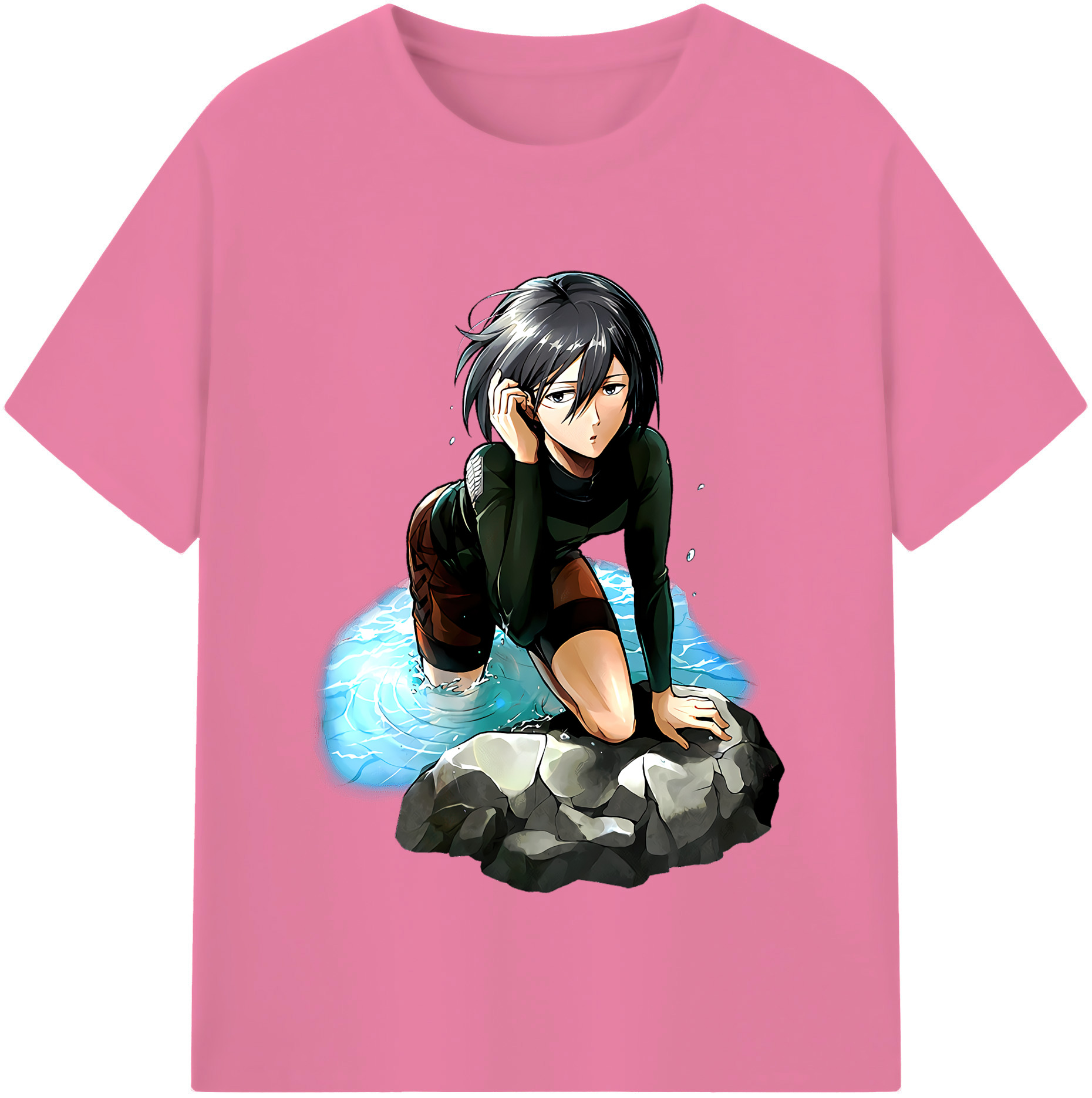 （画像用） 進撃の巨人 ミカサ·アッカーマン Attack on Titan Mikasa Ackerman 綿100％半袖Tシャツ（フロントプリント）